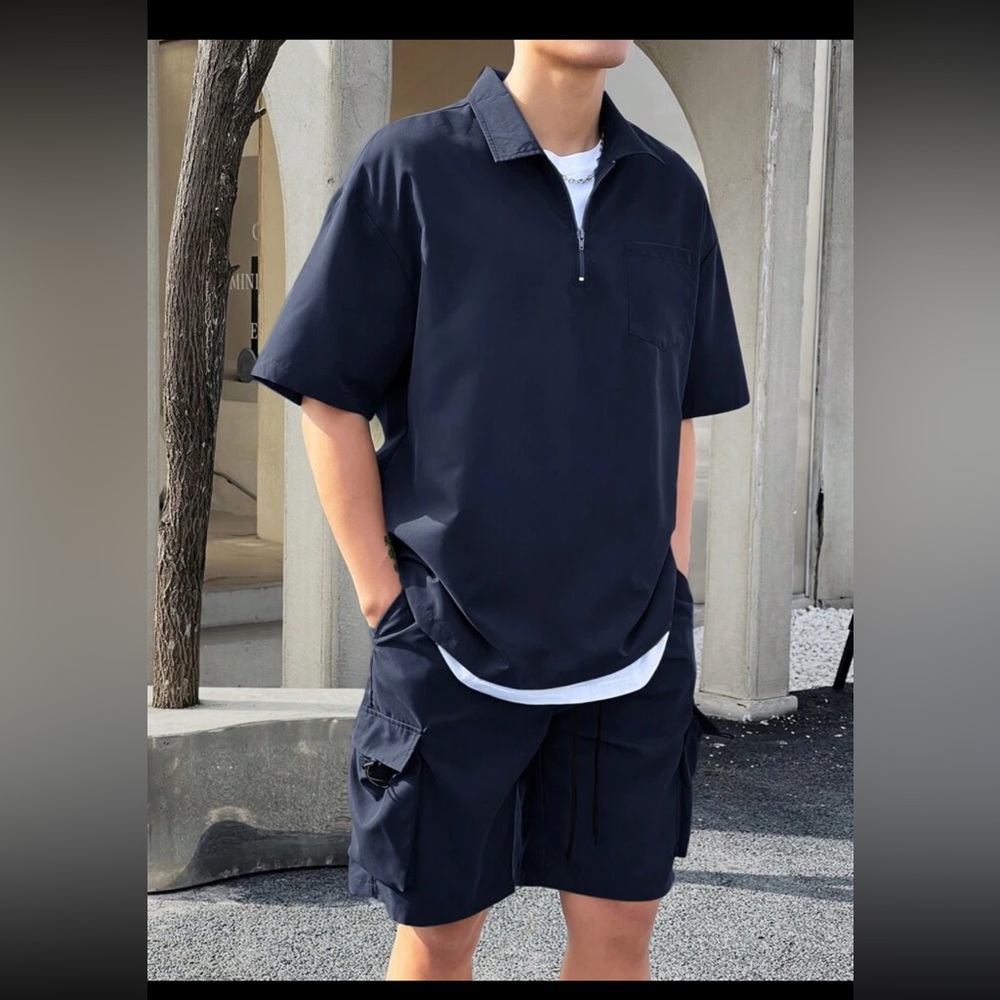 Men’s 2pc Zip Top & Utility Cargo Set - Navy